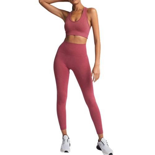 Gym Sans Couture Ensemble Nylon Femme Sportswear Exercice Leggings Rembourré Soutien-Gorge De Sport Fitness Wear Yoga Suits, Rouge M