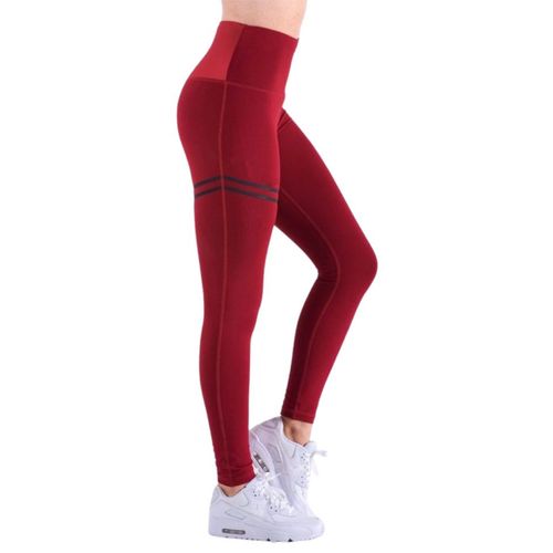 Été Femmes Jogger Sports Yoga Workout Gym Fitness Leggings Pantalon Combinaison Athlétique Running Scrunch Pantalons, Rouge M