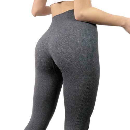 104/5000 Pantalon De Yoga Sans Couture Taille Haute Leggings De Sport Pour Femmes Entraînement Slim Gym Fitness Push Up Collants De Course, Dark Gris M