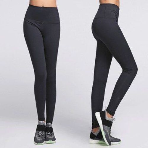 Femmes Sports High Rise Leggings Super Qualité Taille Élastique Solid 4-Way Stretch Skinny Pants, Noir L