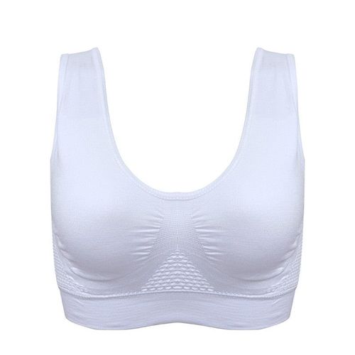 Soutien-Gorge De Sport En Maille Respirante Femmes Évider Croix Antichoc Push Up Yoga Pour Fitness Running Gym Vest Top, Blanc L