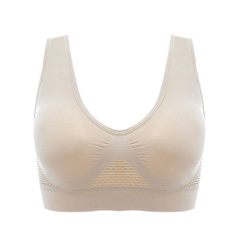Soutien-Gorge De Sport En Maille Respirante Femmes Évider Croix Antichoc Push Up Yoga Pour Fitness Running Gym Vest Top, Kaki M