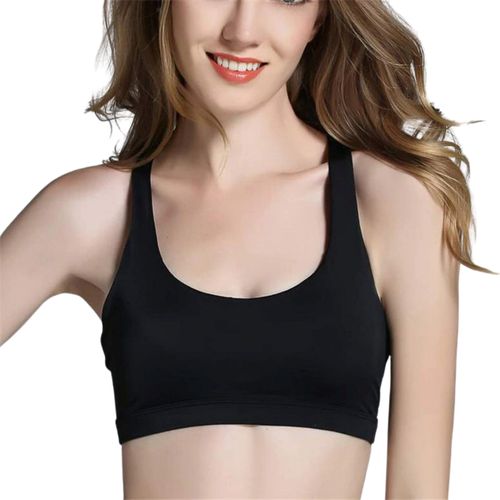 Soutien-Gorge De Sport Push Up Active Wear Pour Les Femmes Gym Rose Brassiere Criss Cross Crop Top Yoga Féminin, Noir L
