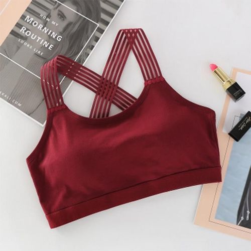 Femmes Yoga Soutien-Gorge Antichoc Sexy Retour Respirant Athlétique Fitness Running Gym Gilet Tops Sports Wear, Rouge