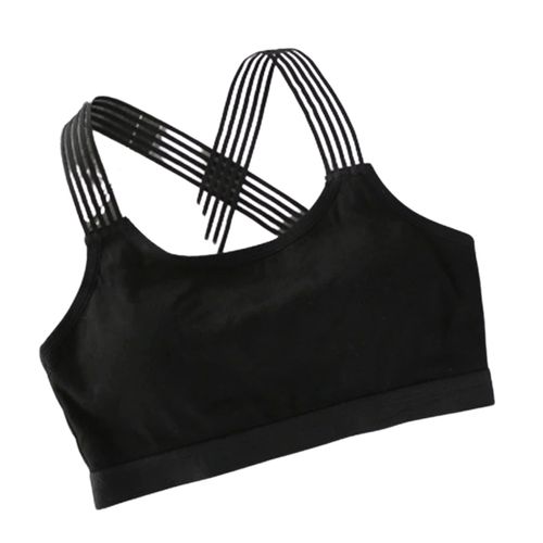 Femmes Yoga Soutien-Gorge Antichoc Sexy Retour Respirant Athlétique Fitness Running Gym Gilet Tops Sports Wear, Noir