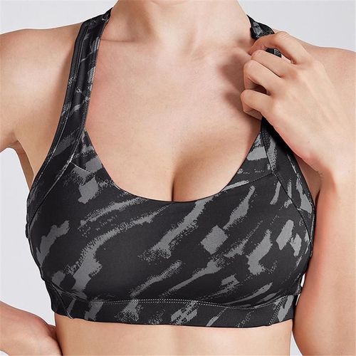 Cross Strap Back Women Sports Bra Professional Quick Dry Rembourré Antichoc Gym Fitness Running Yoga Brassiere Tops Jogging, Noir M