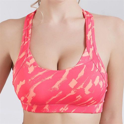 Cross Strap Back Women Sports Bra Professional Quick Dry Rembourré Antichoc Gym Fitness Running Yoga Brassiere Tops Jogging, Rouge M