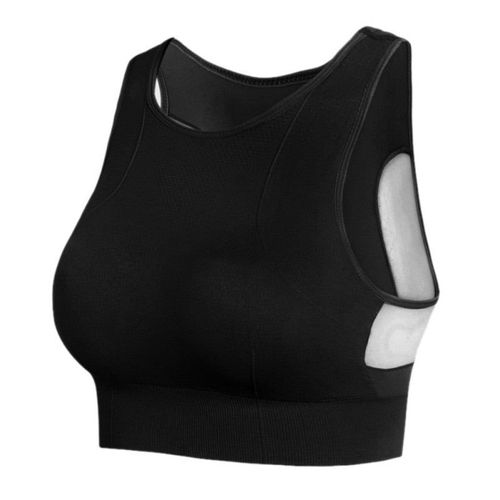 Femmes Respirant Maille Antichoc Rembourré Athlétique Gymnase En Cours D'exécution Sans Couture Fitness Yoga Gilet Sport Soutien-Gorge Hauts, Noir Xxl