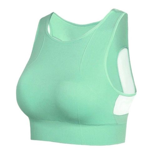 Femmes Respirant Maille Antichoc Rembourré Athlétique Gymnase En Cours D'exécution Sans Couture Fitness Yoga Gilet Sport Soutien-Gorge Hauts, Vert M