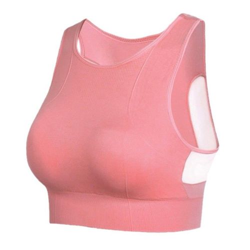Femmes Respirant Maille Antichoc Rembourré Athlétique Gymnase En Cours D'exécution Sans Couture Fitness Yoga Gilet Sport Soutien-Gorge Hauts, Rose S