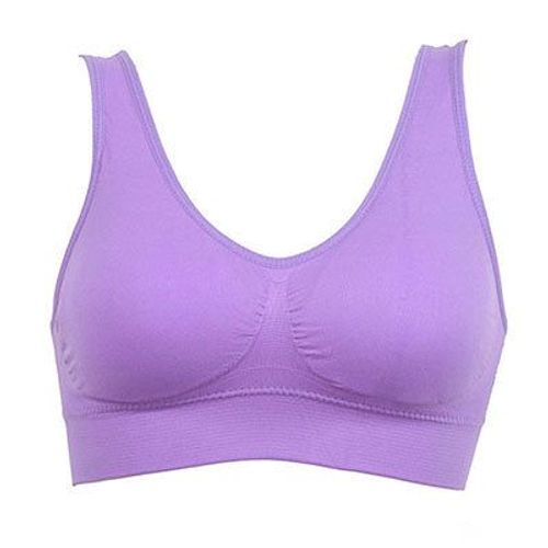 Femmes Sport Bra Fitness Yoga Running Gilet Sous-Vêtements Rembourré Crop Tops 7 Couleurs Pas De Fil Jante Soutien-Gorge Femelle, Violet M