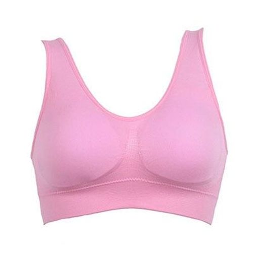 Femmes Sport Bra Fitness Yoga Running Gilet Sous-Vêtements Rembourré Crop Tops 7 Couleurs Pas De Fil Jante Soutien-Gorge Femelle, Rose S