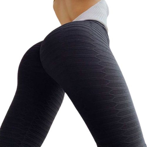 Sexy Yoga Pantalon Gym Taille Haute Sports Workout Running Fitness Leggings, Noir M