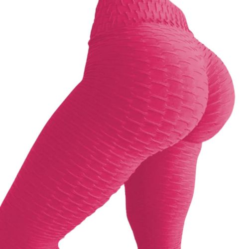 Sexy Yoga Pantalon Gym Taille Haute Sports Workout Running Fitness Leggings, Rose Rouge L