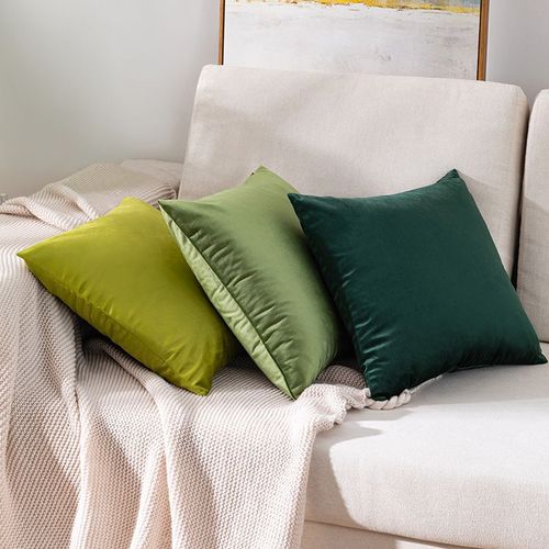 Lot De 3 Housse De Coussin En Velours Décoratif Canapé Taie D'oreiller Super Lisse Doux Decoration 45x45cm Vert Série
