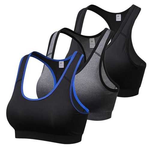 Lot De 3 Soutiens-Gorge De Sport Rembourrés Pour Femmes À Dos Nageur, Sky Bleu Xl