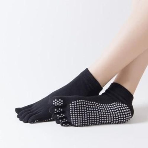 Femmes Anti Slip Élastique Yoga Chaussettes 5 Doigts Toe Ballet Filles Pilates Fitness Gym Sport Coloré, A