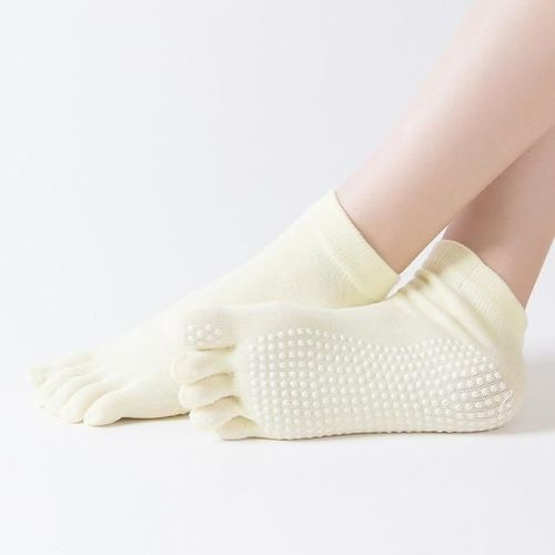 Femmes Anti Slip Élastique Yoga Chaussettes 5 Doigts Toe Ballet Filles Pilates Fitness Gym Sport Coloré, D
