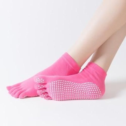 Femmes Anti Slip Élastique Yoga Chaussettes 5 Doigts Toe Ballet Filles Pilates Fitness Gym Sport Coloré, C