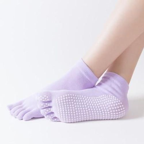 Femmes Anti Slip Élastique Yoga Chaussettes 5 Doigts Toe Ballet Filles Pilates Fitness Gym Sport Coloré, B