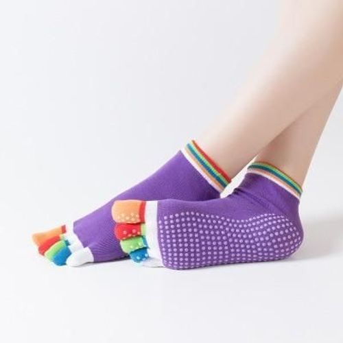 Femmes Anti Slip Élastique Yoga Chaussettes 5 Doigts Toe Ballet Filles Pilates Fitness Gym Sport Coloré, I