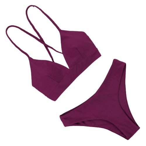 Women Push Up Sexy Swimming Bikini Suit Bandage Style, Dark Rouge S
