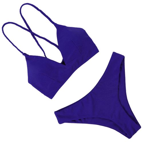 Women Push Up Sexy Swimming Bikini Suit Bandage Style, Bleu S