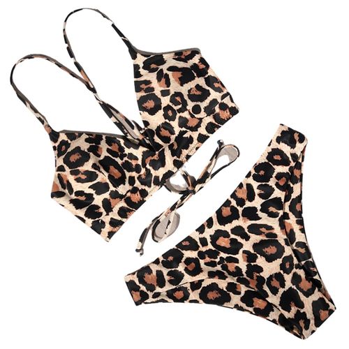 Women Push Up Sexy Swimming Bikini Suit Bandage Style, Léopard M