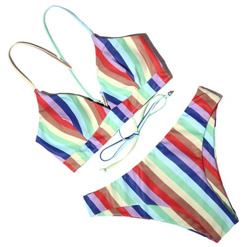 Women Push Up Sexy Swimming Bikini Suit Bandage Style, Lignes Rouges M