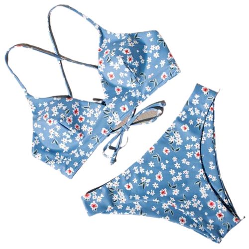 Women Push Up Sexy Swimming Bikini Suit Bandage Style, Point Bleu M
