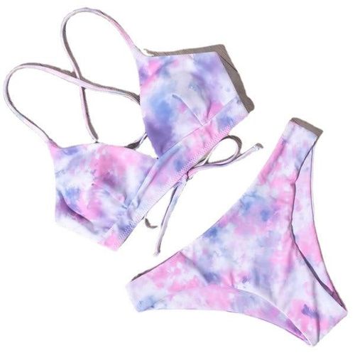 Women Push Up Sexy Swimming Bikini Suit Bandage Style, Rouge Colorful M