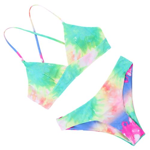 Women Push Up Sexy Swimming Bikini Suit Bandage Style, Vert Coloré L