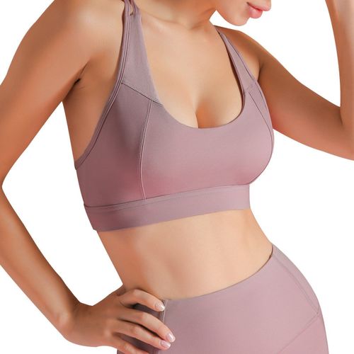 Soutien-Gorge De Sport Pour Femme Sans Fil Évidé En Maille Dos Nageur Haut Court Respirant Gilet À Séchage Rapide, Lumière Bleu M