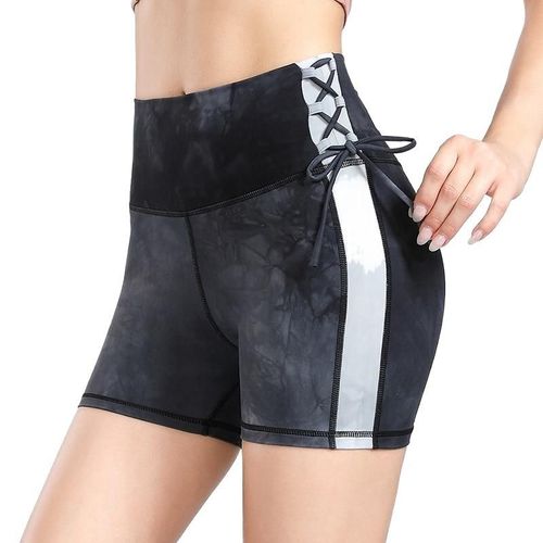Shorts De Yoga Pour Femmes, Taille Haute Et Extensible, Noir S