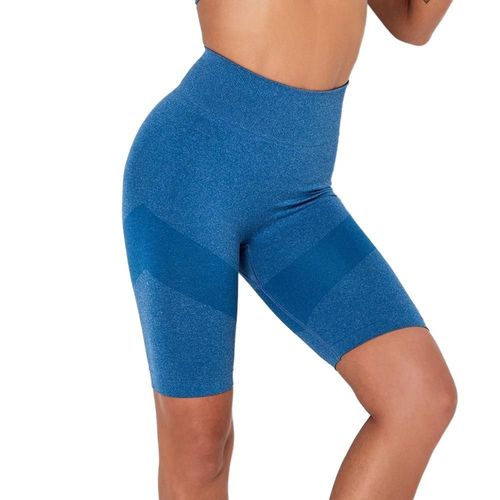 Shorts De Yoga Pour Femmes Taille Haute Fitness Push Up Legging Sans Couture Running Workout Squat Proof Sport, Bleu Foncé M