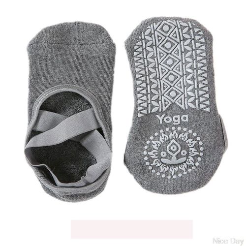 Chaussettes De Yoga Pour Femmes Filles Pantoufles Avec Poignées Fitness Sports Danse Silicone Pilates Barre, Bleu