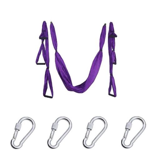 6 Poignées Aériennes Hamac De Yoga Balançoire Volante Dispositif D'exercices De Pilates Anti-Gravité, Rose