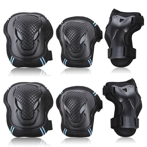 Ensemble De Genouillères 6 Kit De Protection Protège-Poignets De Coude Équipement De Protection Pour Planche À Roulettes Cyclisme, Bleu S