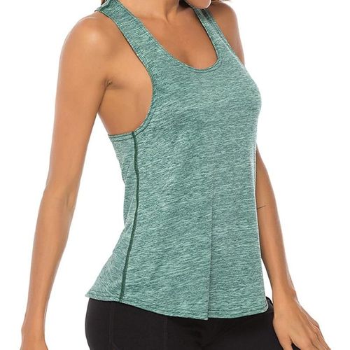 Gilet De Yoga Sans Manches Chemises De Sport Singlet Femmes Athletic Fitness Tops Gym Running Training, Vert M
