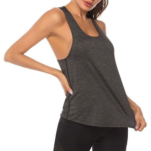 Gilet De Yoga Sans Manches Chemises De Sport Singlet Femmes Athletic Fitness Tops Gym Running Training, Gris M