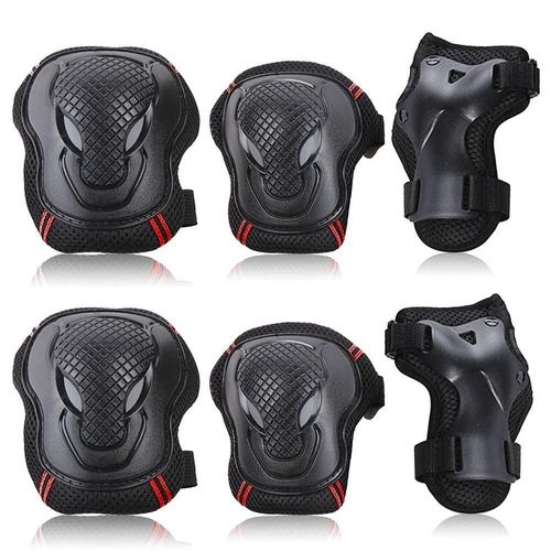 Ensemble De Genouillères 6 Kit De Protection Protège-Poignets De Coude Équipement De Protection Pour Planche À Roulettes Cyclisme, Rouge S