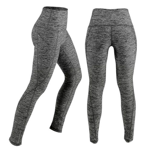 Pantalons De Yoga Taille Haute Pour Femmes, Entraînement De Contrôle Du Ventre, Course À Pied, Leggings Extensibles À 4 Voies, Avec Poche, Gris L