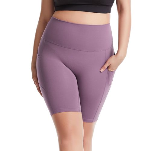 Pantalons De Yoga Pour Femmes Avec Poches Leggings Sportifs Taille Haute, Lumière Mauve M