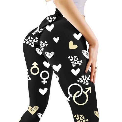 Pantalon De Yoga Wave Point Bow Pour Femmes Push Up Workout Sport Fitness Taille Haute Leggings Squat Preuve, Noir Blanc M