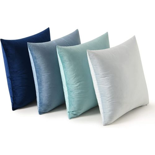 Lot De 4 Housse De Coussin En Velours Décoratif Canapé Taie D'oreiller Super Lisse Doux Decoration 45x45cm Bleu Série