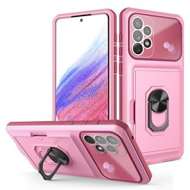 Coque De Téléphone Multifonctionnelle Samsung A52 Ring Bracket Card-Rose