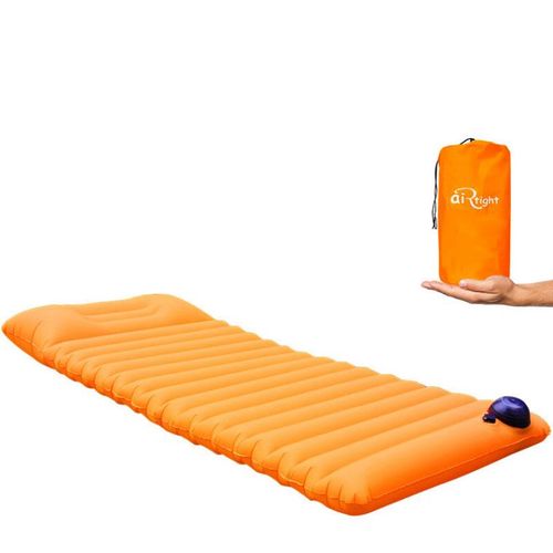 Matelas De Camping Tapis De Couchage Avec Oreiller De Camping Couchage D¿Air Ultraléger Pour Camping Voyage Randonnée Orange 180 X 70 X 10 Cm
