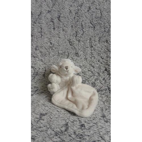 Doudou Mouton Blanc Assis Avec Son Mouchoir Écru - Bukowski - Peluche Chèvre