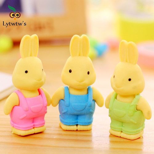 Gommes Adorables En Caoutchouc, 1 Pièce, Kawaii, Dessin Animé, Lapin, Fournitures De Papeterie Scolaire Et De Bureau Pour Enfants