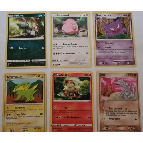 Lot De Cartes Pokemon - Spectrum 40/100 - Onix 65/115 - Caninos 027/192 - Leveinard 101/145 - Farfuret 131/236 - Dynavolt 74/127